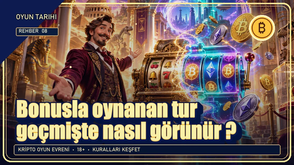 Bonusla oynanan tur geçmişte nasıl görünür? için kripto temalı oyun kapağı